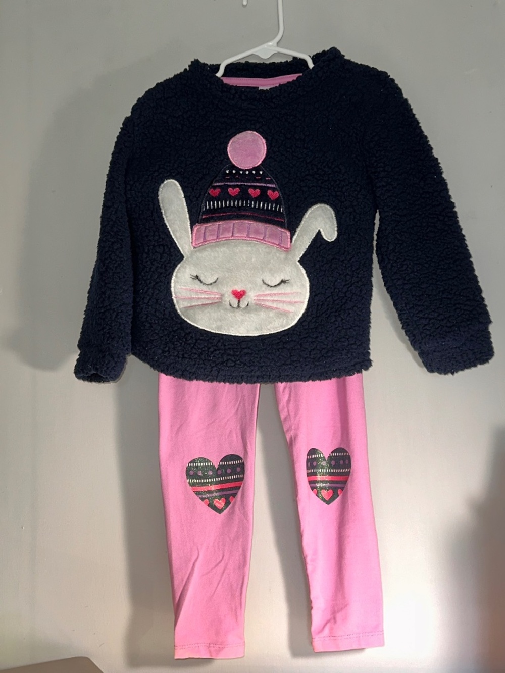 Wonder Nation Girls' 2pc Matching Outfit: Sherpa Top w/ Leggings, sz 4T/4 (B73)